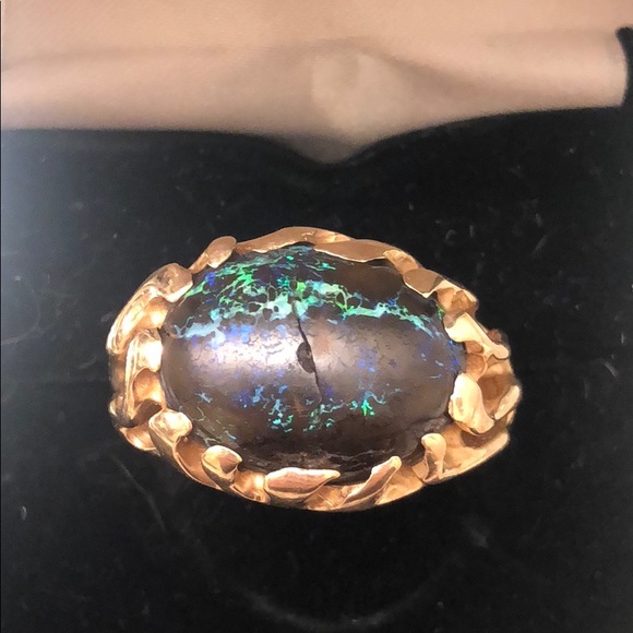 🤩14K SOLID GOLD & BLACK OPAL RARE UNIQUE ONE OF A KIND CUSTOM RING MENS/womens - Picture 3 of 17